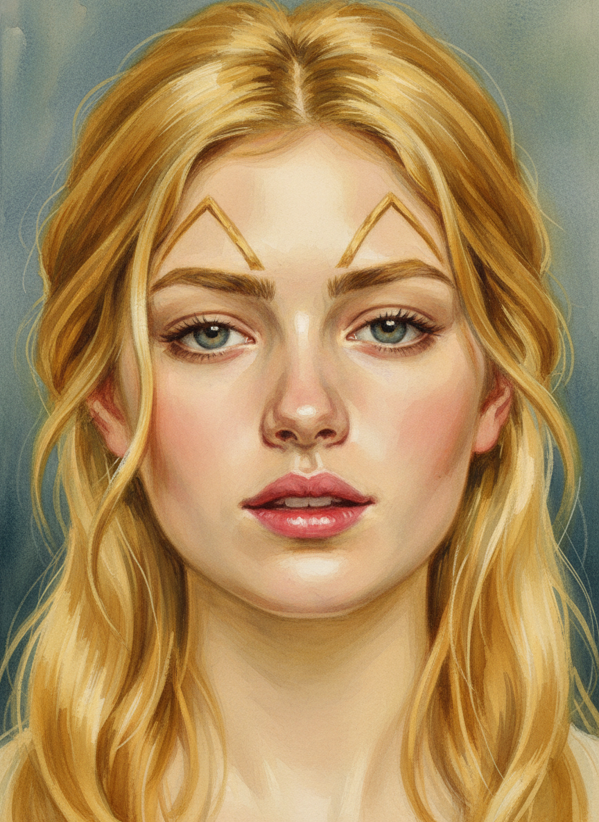“And real gold eyebrows that have the same shape as a church roof, and the most beautiful real gold hair …I always expect it to be hard like metal, yet it’s soft and fine like a baby’s….