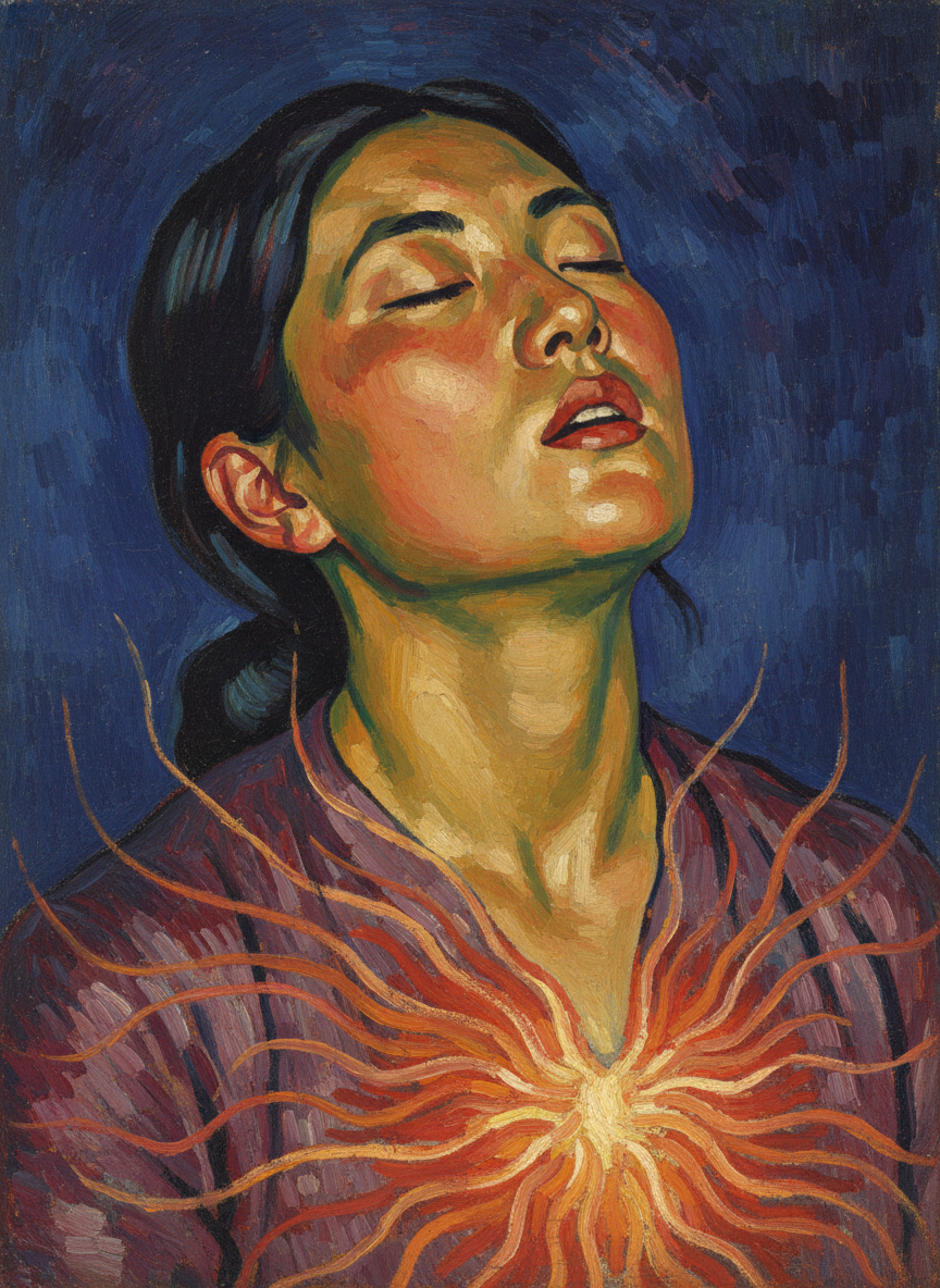 That electrifying tugging at her breast sending vast widening rings clear through her!