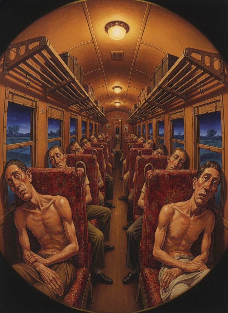 Over a thousand miles of narrow three-foot-six-gauge rail, rocking and pitching back and forth, every seat in the compartment occupied, no chance to lie down or stretch out.