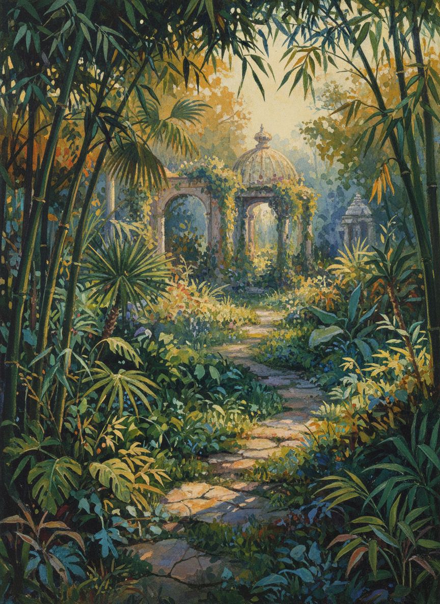 Most of the gardens seemed to be jungle, bamboo and palms, as if the inhabitants had given up trying to keep floral order.