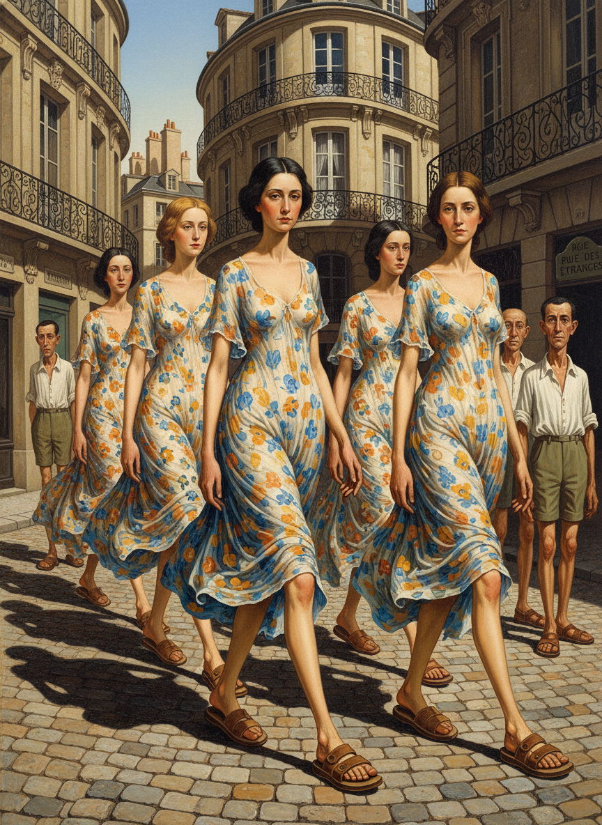 A few wore skimpy cotton dresses clearly minus anything in the way of underwear, no stockings, sloppy sandals.
