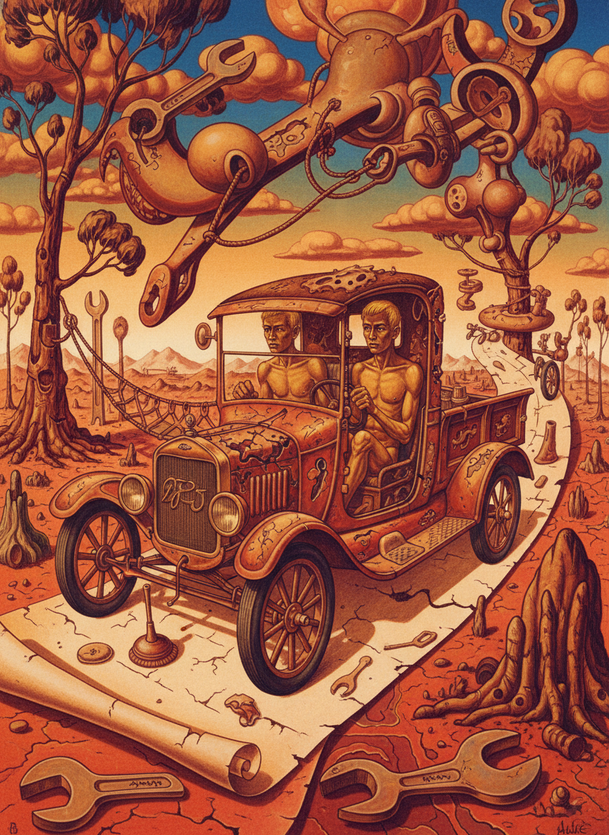 With Arne he climbed into an ancient, wheezing model-T utility truck and headed for where the gang was cutting out by Goondi.