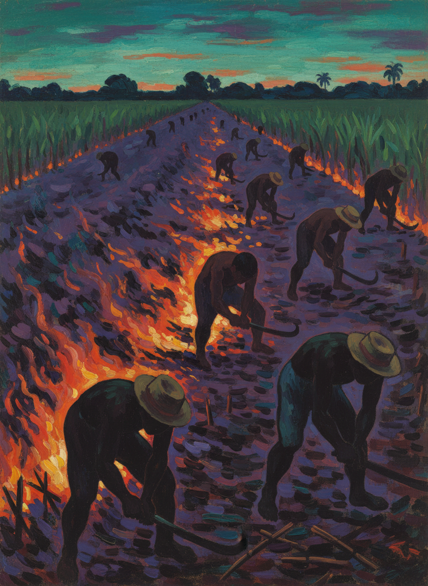 For that reason the cutters burned the cane first, preferring the filth of working charred crops to the depredations of green, living cane.