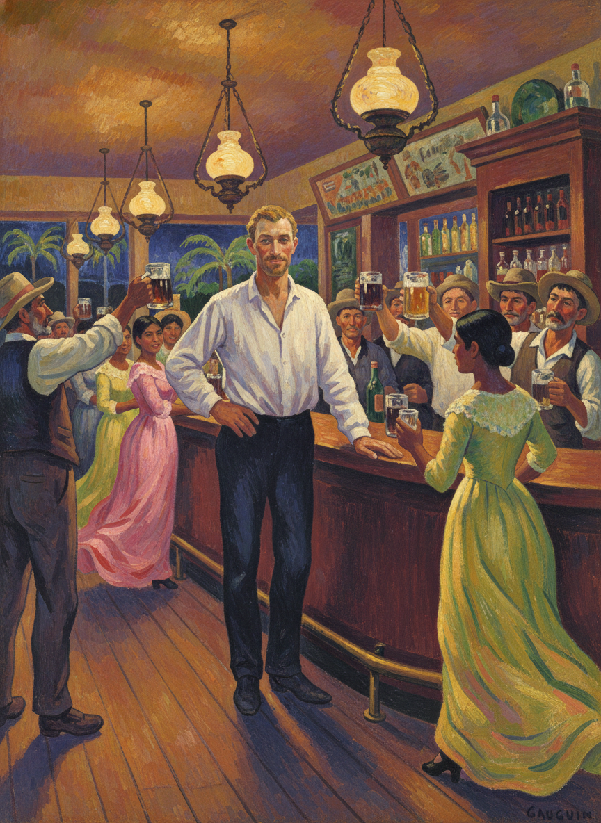 When they went into a town on Saturday night the local men couldn’t buy Arne enough rums and beers, and the local women whirred about him like hummingbirds.
