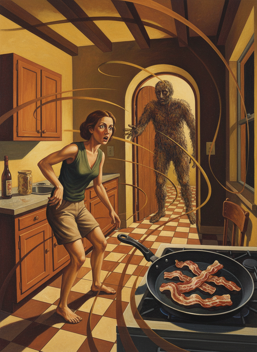 The fourth Sunday she didn’t bother dressing up, just padded around the kitchen bare-footed in shorts and vest, getting a hot breakfast for Luddie and Anne, who enjoyed this incongruity once a week.