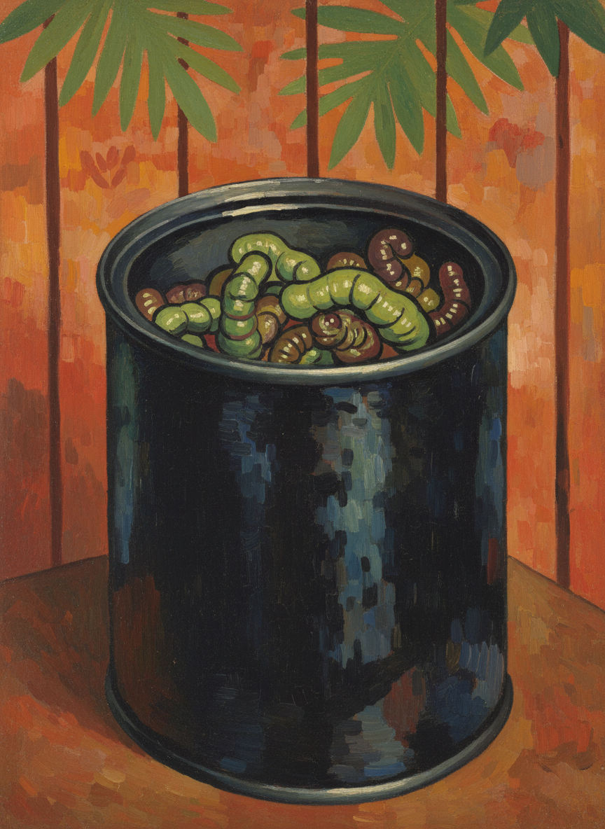 Instead of being a hole in the ground, a Dunny dunny was a tarred tin can which stank, and as it filled came alive with noisome maggots and worms.