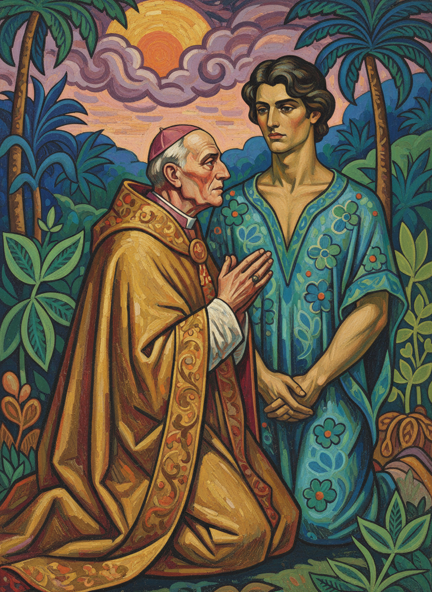 The Archbishop eased himself out of his chair and came to kneel beside his friend, this beautiful man whom he loved as he had loved few things other than his God and his Church, which to him were indivisible.