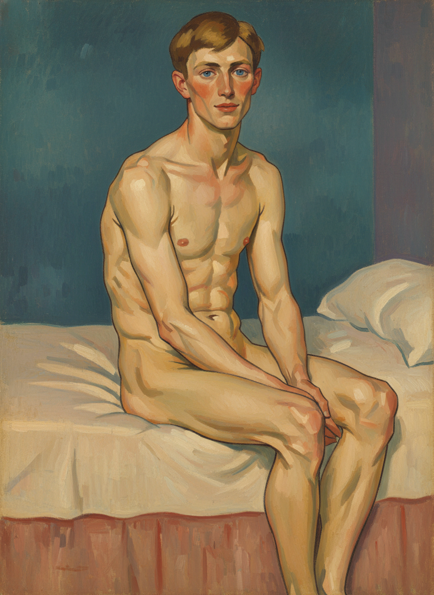 He was sitting naked on the side of the bed, and he was thin, ribs and hips protruding.