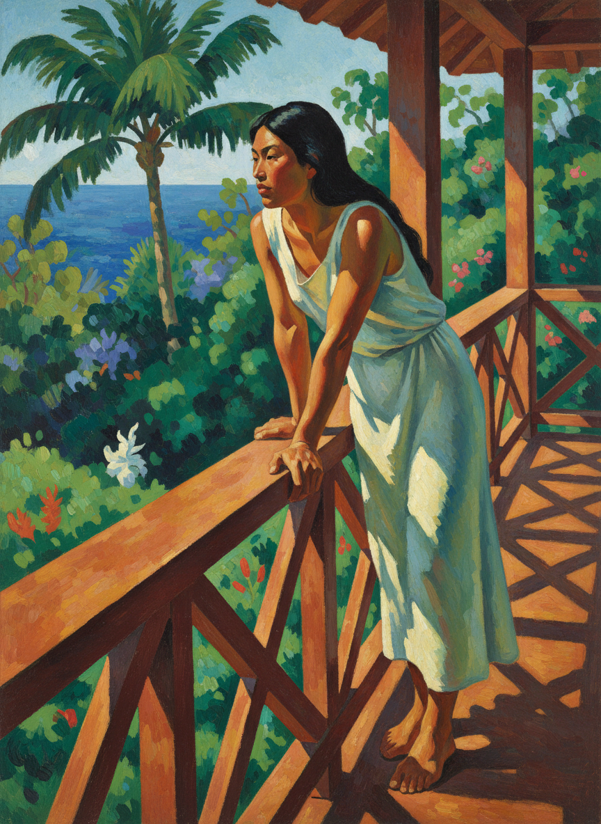 Anne leaned forward, hands on the veranda railing.