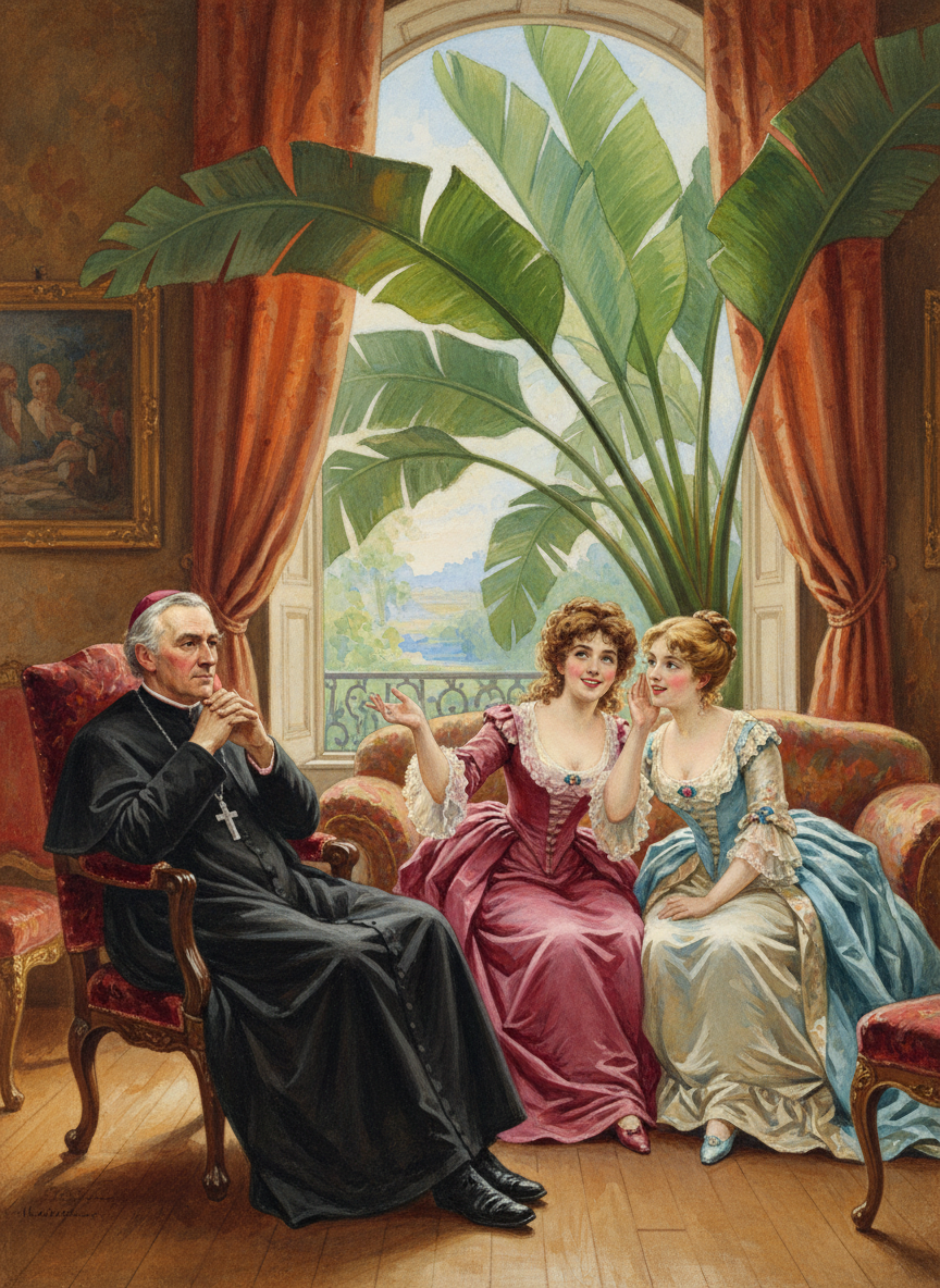 Between them Anne and Luddie filled in the outline of Meggie’s life, while Archbishop de Brioassart sat, his hands still steepled, his gaze on the lovely sweeping fan of a traveler’s palm outside.