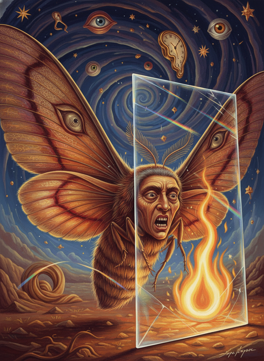 You’re all the same, great big hairy moths bashing yourselves to pieces after a silly flame behind a glass so clear your eyes don’t see it.