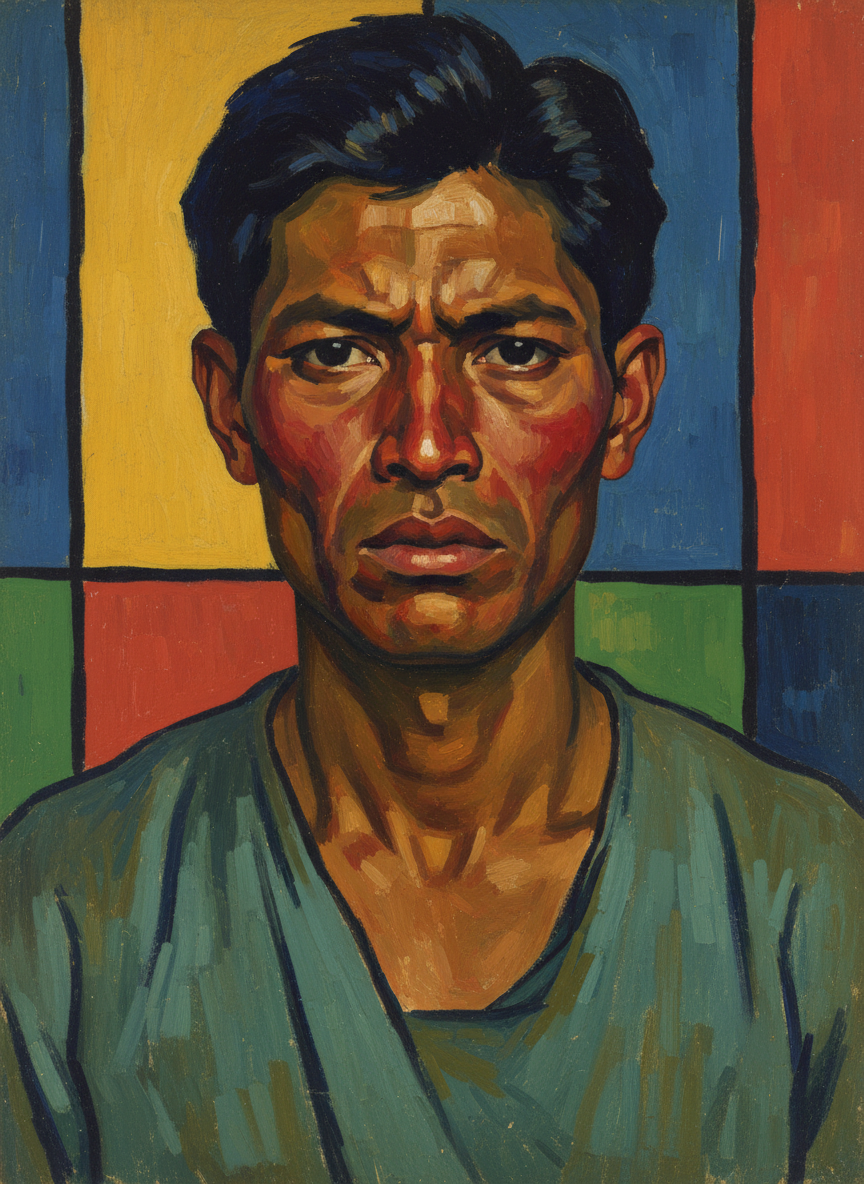 A dark-red flush stained his brown face.