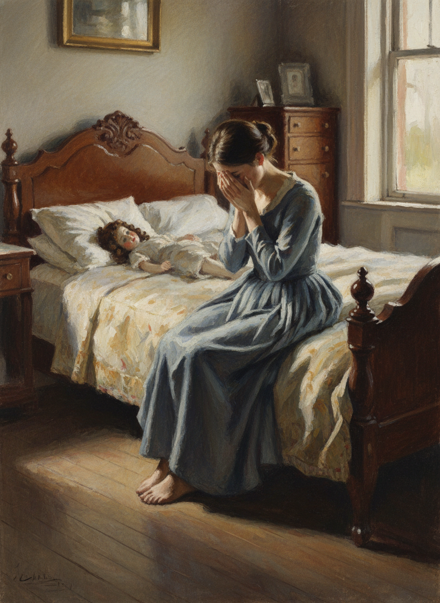 Anne put Justine on the bed and burst into tears.