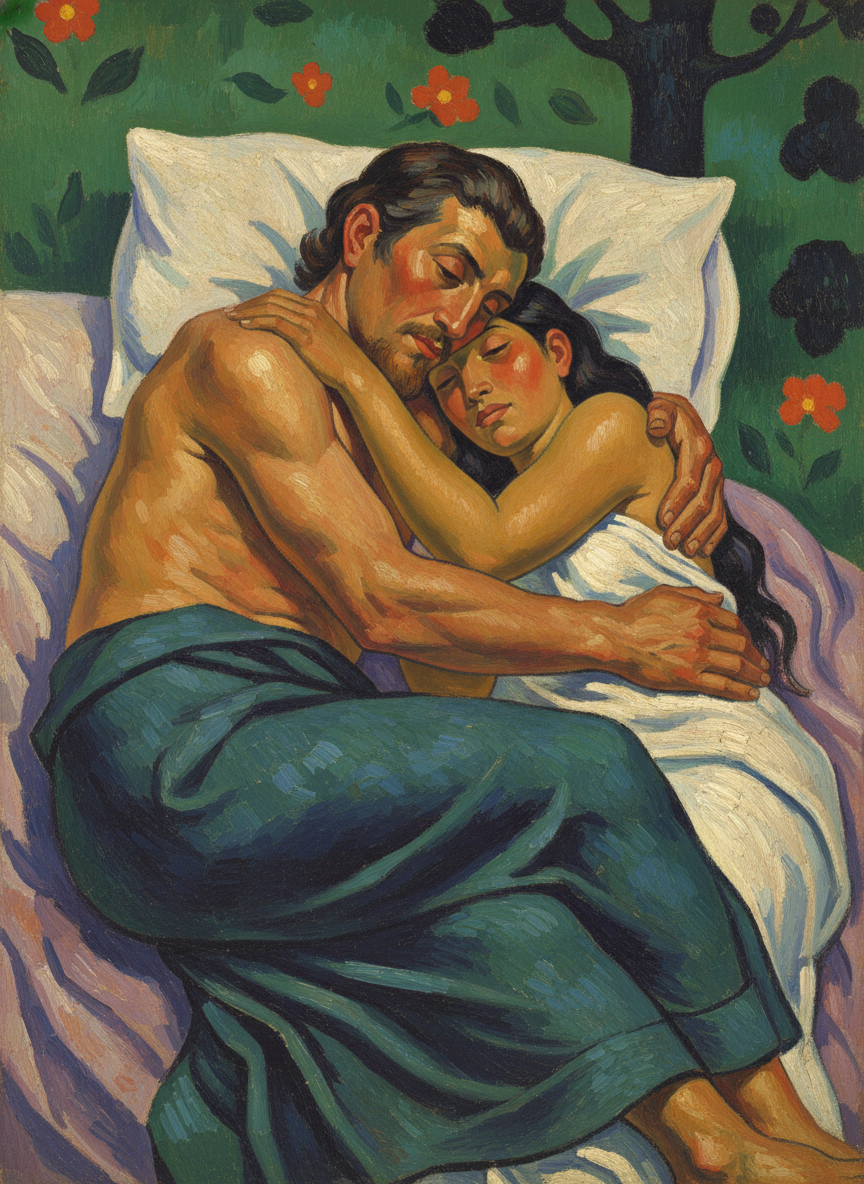 Whatever it was, he had yielded himself to it, and lay with his arm over her and his head beside her shoulder, possessive even in it.