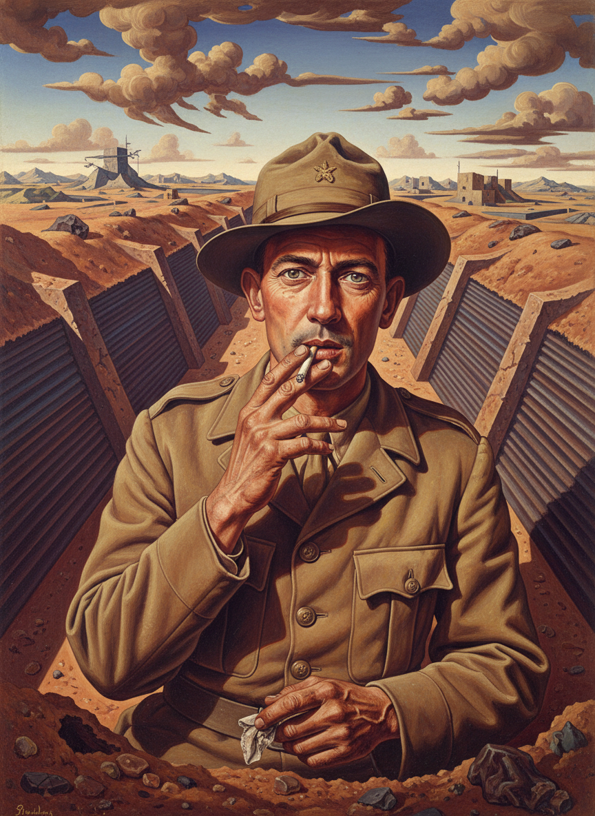 asked Private Col Stuart, licking the paper on his cigarette and rolling it shut lazily.