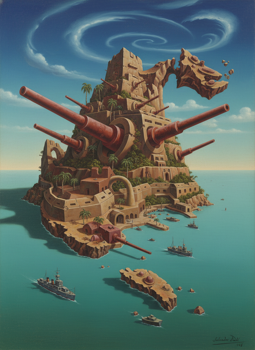 Then news came of Japanese landings in Malay and in the Philippines; the great naval base at the toe of the Malayan peninsula kept its huge, flat-trajectoried guns trained on the sea, its fleet at the ready.