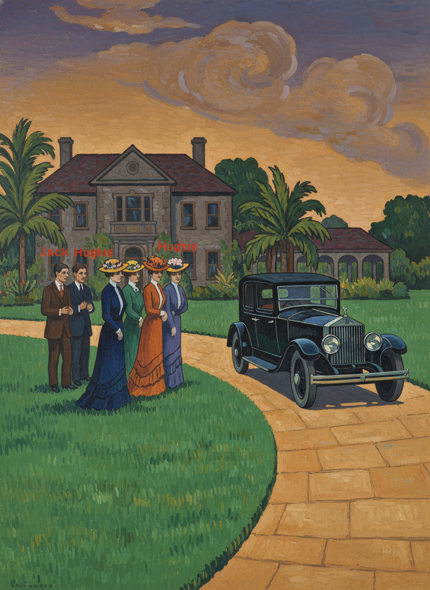 When the Rolls swept round the drive all the women were out on the lawn waiting, Jack and Hughie hanging back a little but just as eager to see their young brothers.