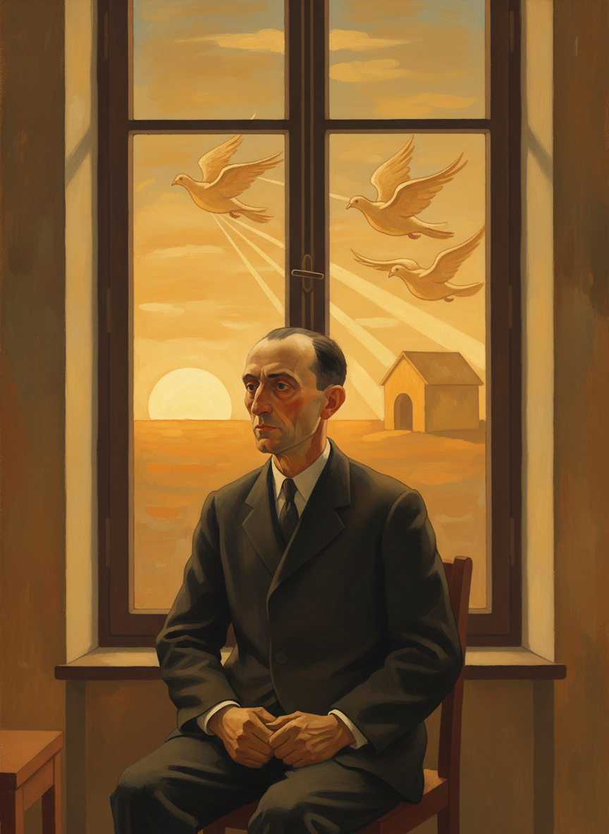 Archbishop Ralph sat down, clenched his hands between his knees, stared rebelliously out the window at the doves soaring, golden in the setting sun, toward their cote.