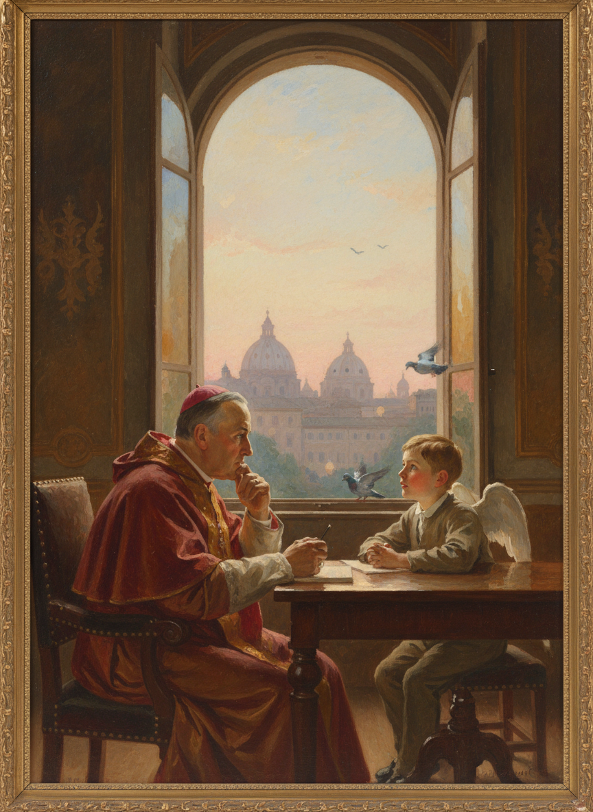 They talked until dawn glowed round the domes and campaniles, and the wings of pigeons whirred outside the window.