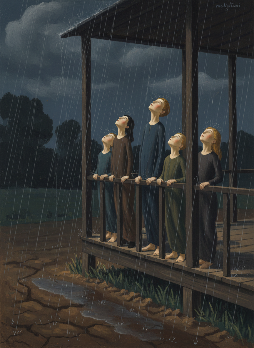 Meggie, Fee, Bob, Jack, Hughie and Patsy stood on the veranda watching it through the darkness, sniffing the unbearably sweet perfume of rain on parched and crumbling soil.