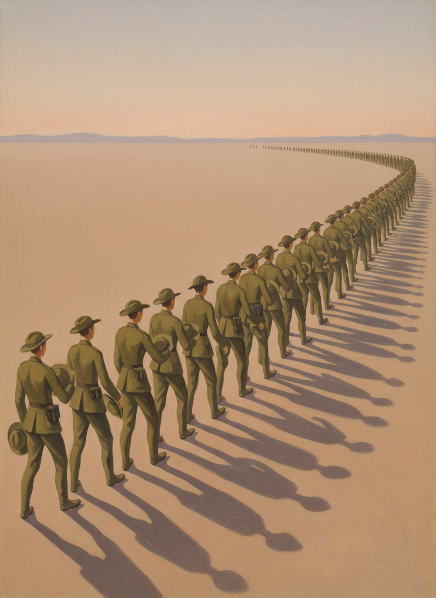 Men were returning home in thousands upon thousands, shedding their khaki uniforms and slouch hats for civvies.