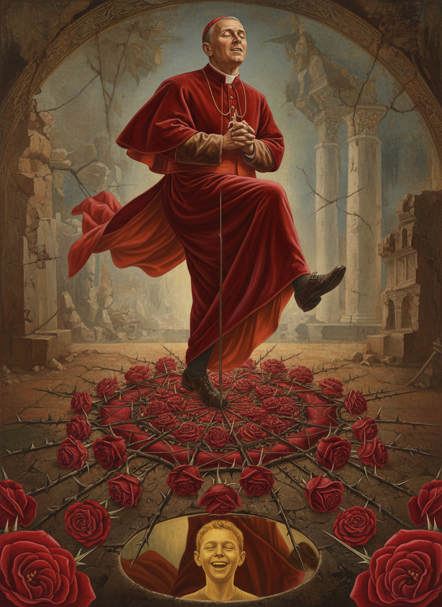 Without meaning to, Cardinal Ralph let the roses fall into place and stepped through them, heedless of the thorns.