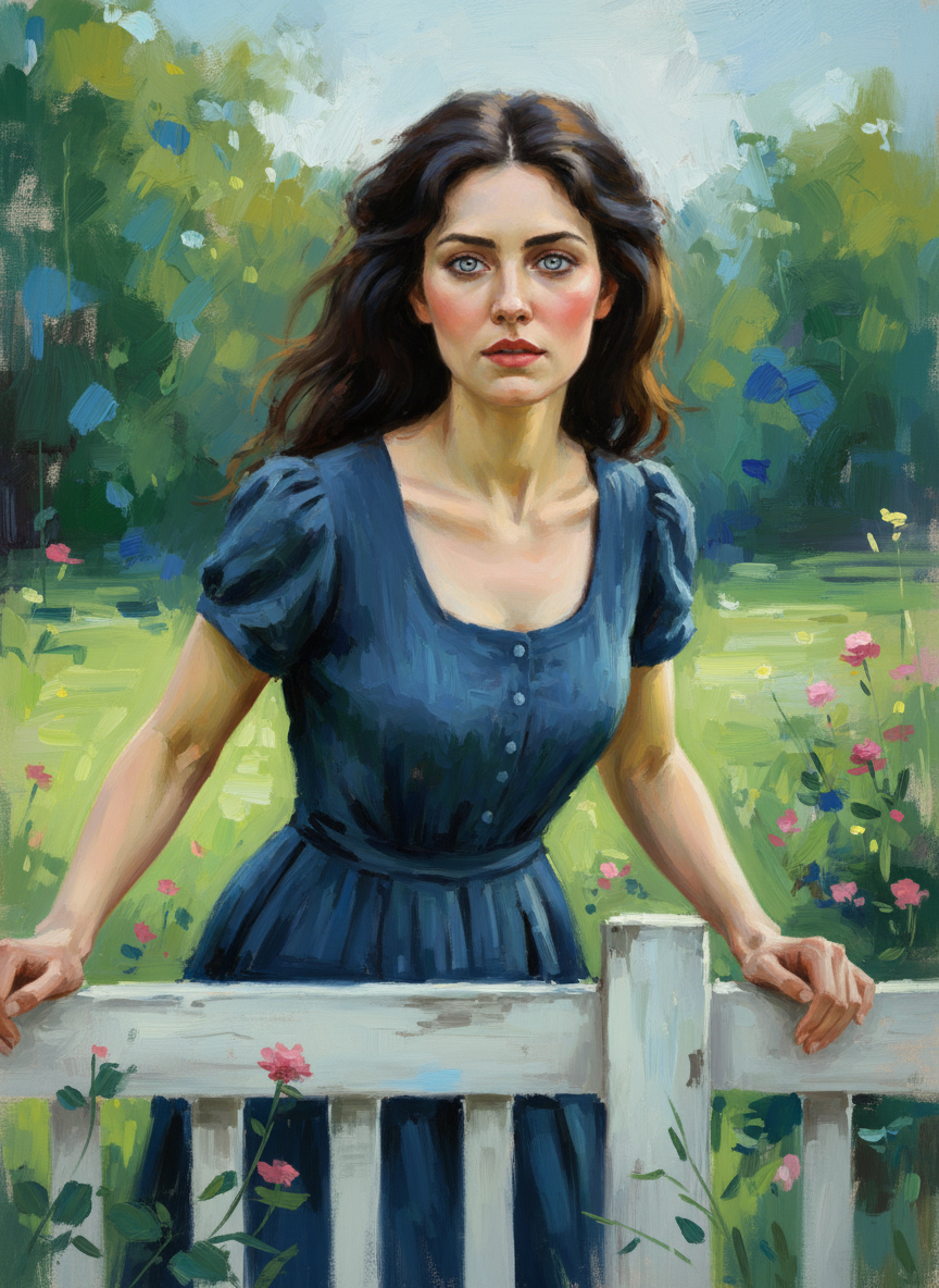 She came on, stepped over the white fence, came so close all he could see were her eyes, those grey, light-filled eyes which hadn’t lost their beauty or their hold over his heart.