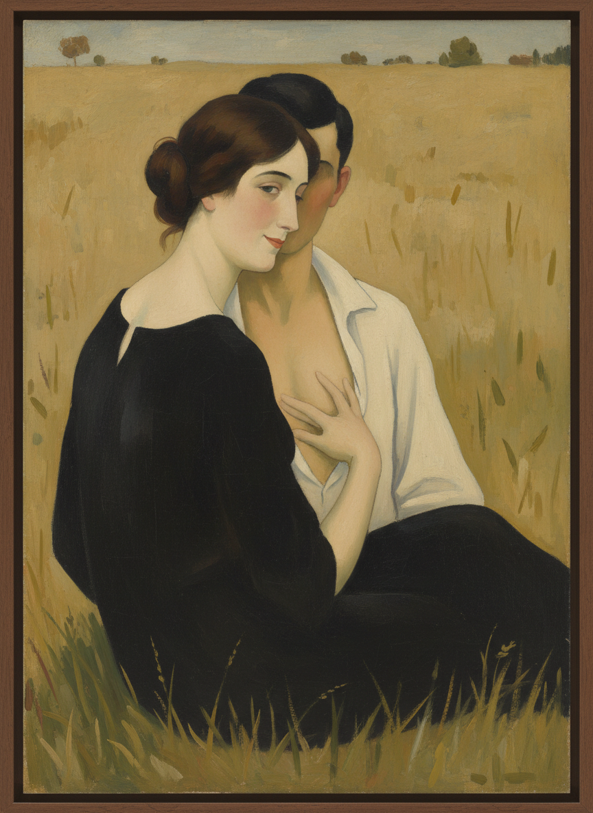 She smiled secretly, plucked at the grass, laid her hand inside his shirt, against his chest.