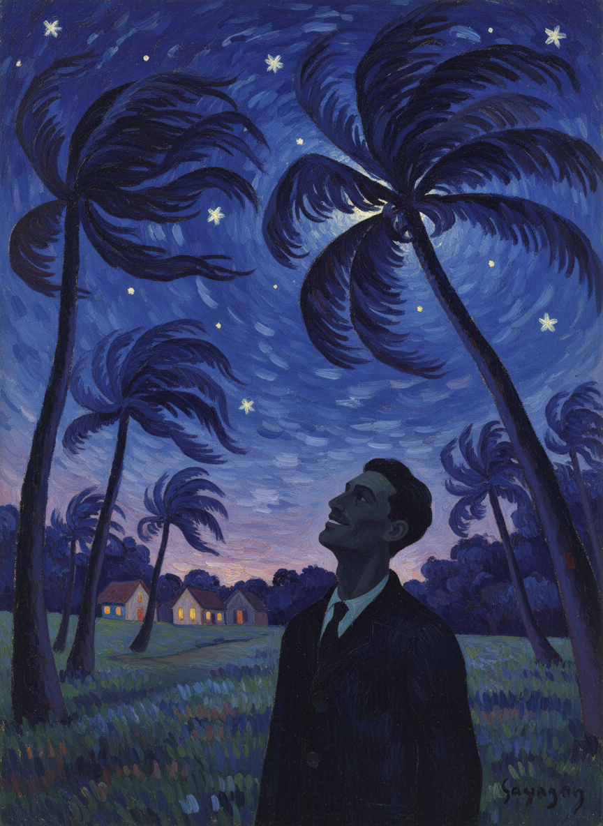 For a long time he stood looking up, listening to the wind in the trees, smiling.