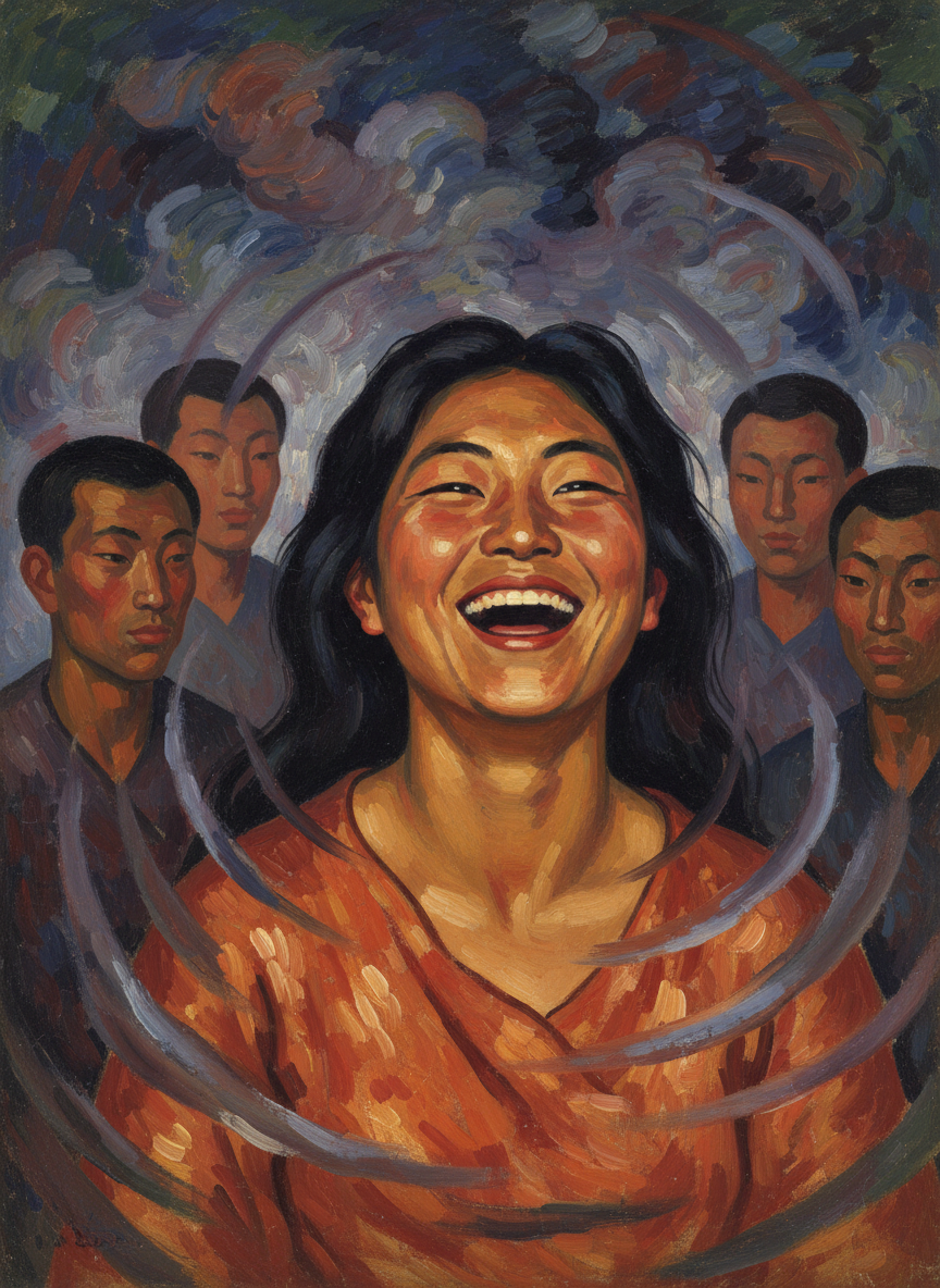 Her laughter gurgled through the smoky air, caused several male heads to turn curiously.