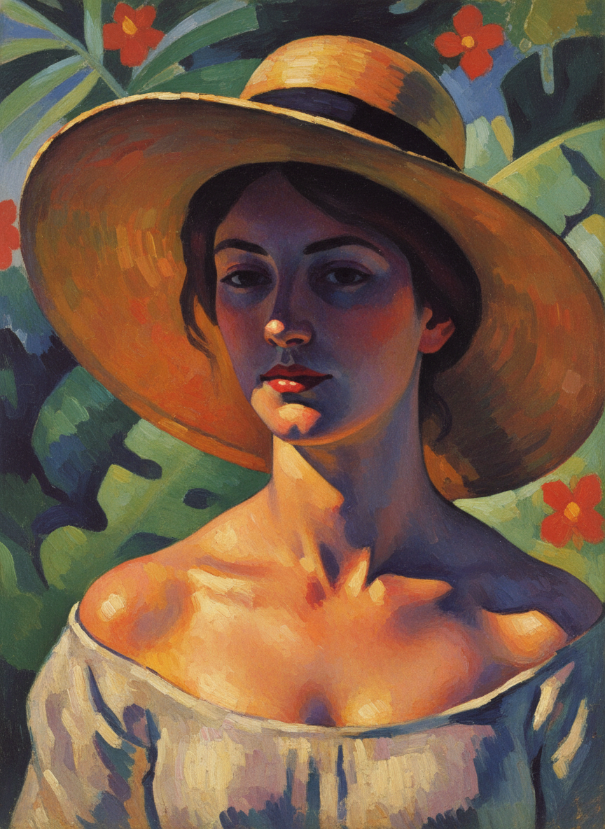 she asked, carefully adjusting her big straw hat so her face and neck were well shaded.