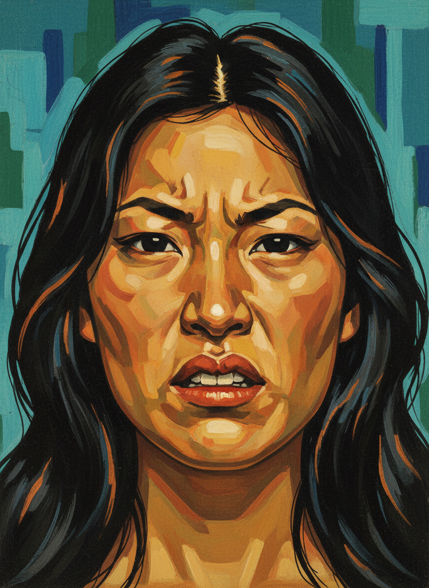 Her face twisted in exasperation.