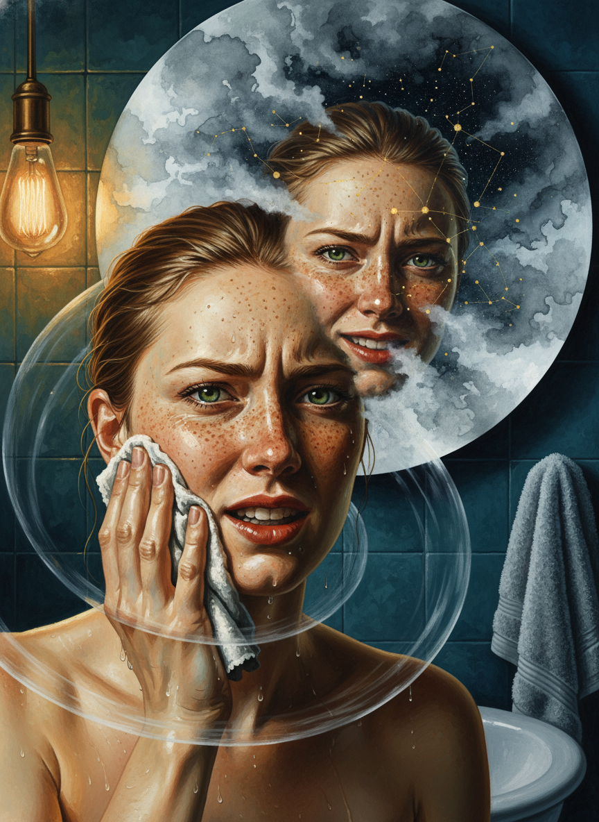 Justine grinned sourly, scrubbed her face clean at last.