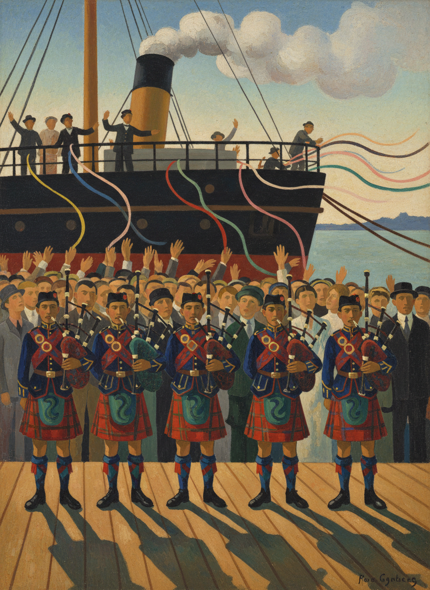 A pipe band had come to bid the football team farewell and stood with pennons flying, plaids billowing, skirling a quaint version of “Now Is the Hour.”