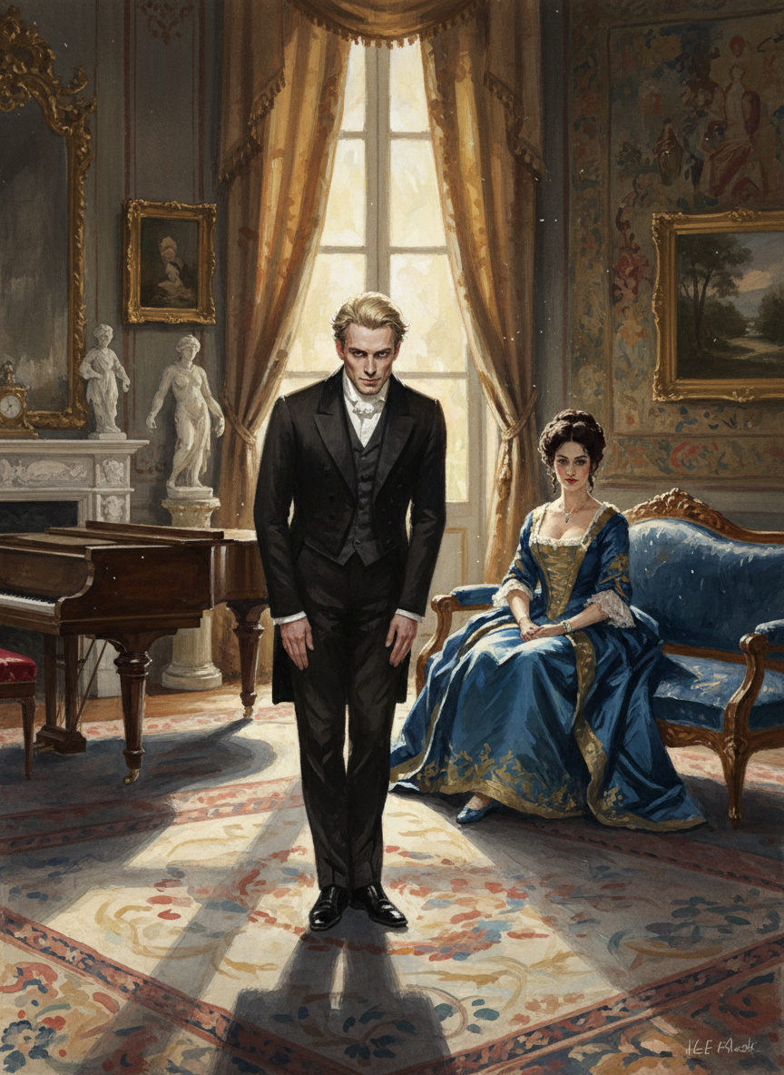 He bowed, clicking his heels punctiliously, gave her a brief smile without warmth and sat down, just too far off to one side to see.