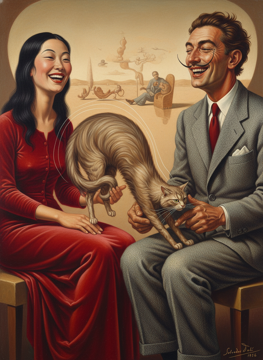 At that moment the beautiful animal grew tired of the hand with an alien female scent, and without getting to its feet crawled delicately from red lap to grey, curling itself under Herr Hartheim’s strong square stroking hands, purring so loudly that everyone laughed.
