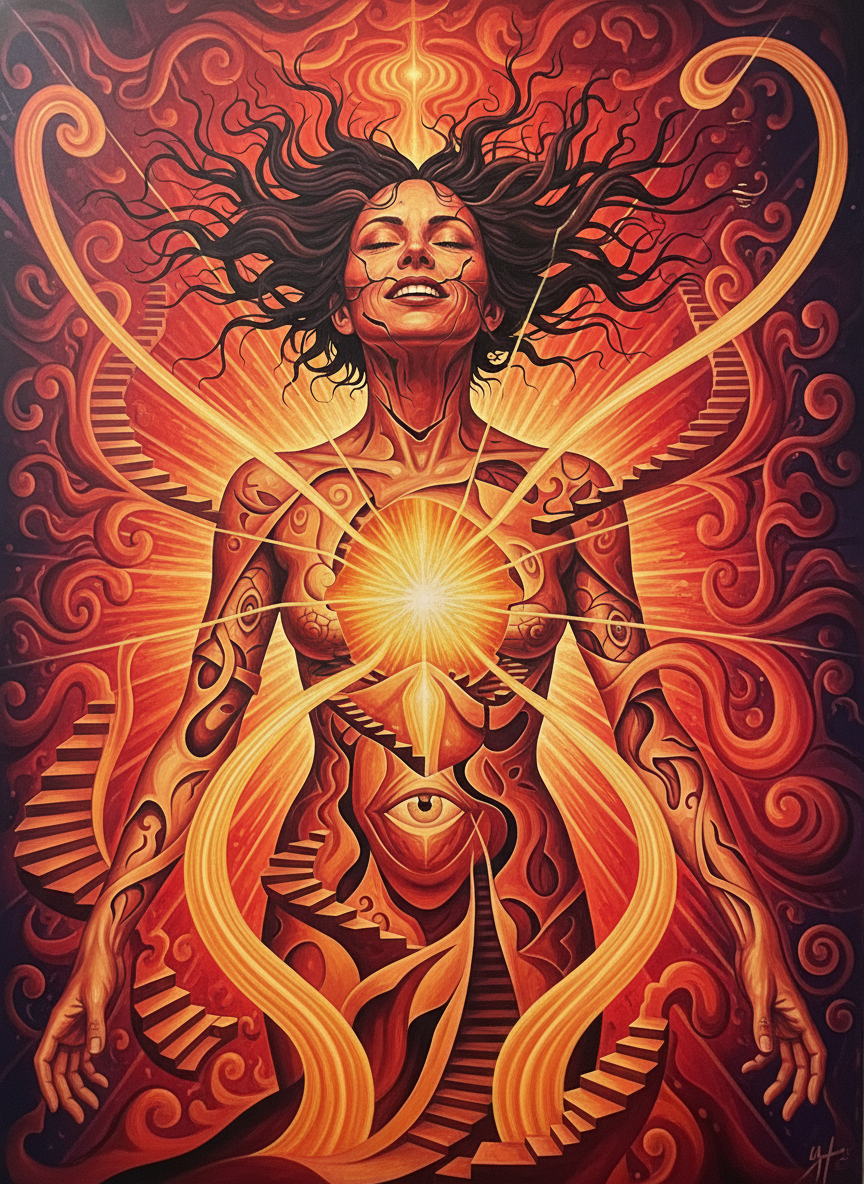 For at least sixty seconds she stood, dying, split open, smashed, the power in her screaming in wild elation to find a matching power.