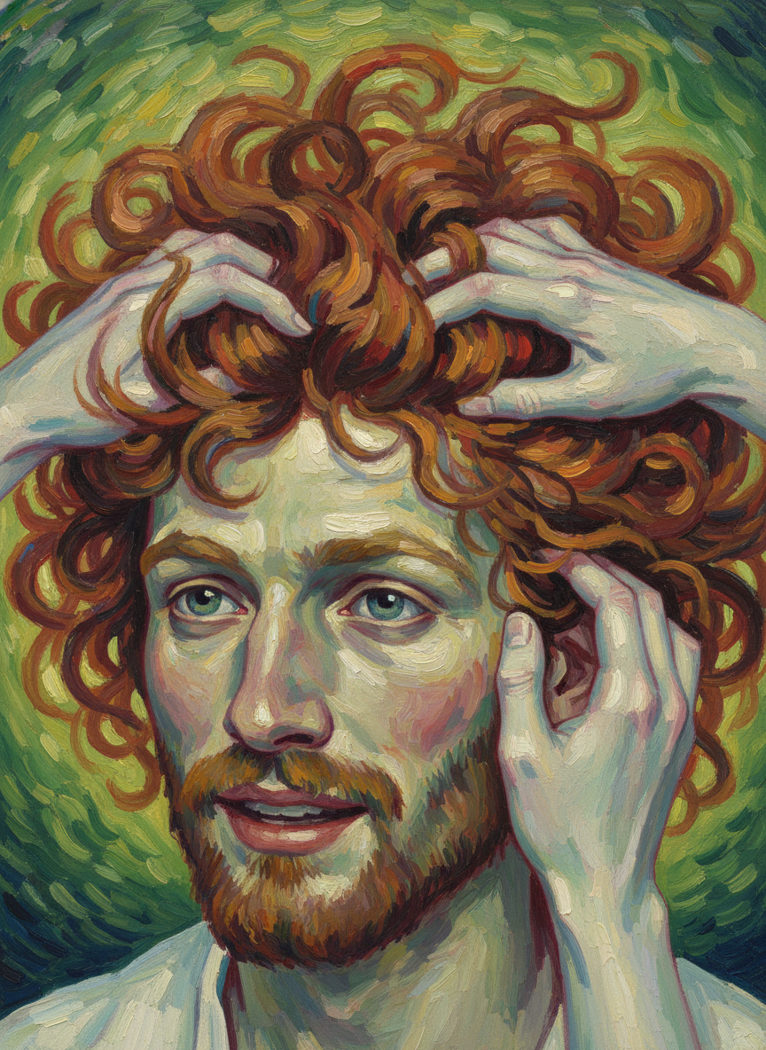 And his hair, incredibly thick, vital, something to seize in her fingers fiercely.