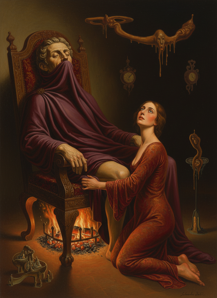 He let go of her arms and twisted to switch off the lamp behind him, then relaxed his hold on her and laid his head back against the chair, so that she wasn’t sure if he had dimmed the room down to glowing coals as the first move in his love-making, or simply to conceal his expression.