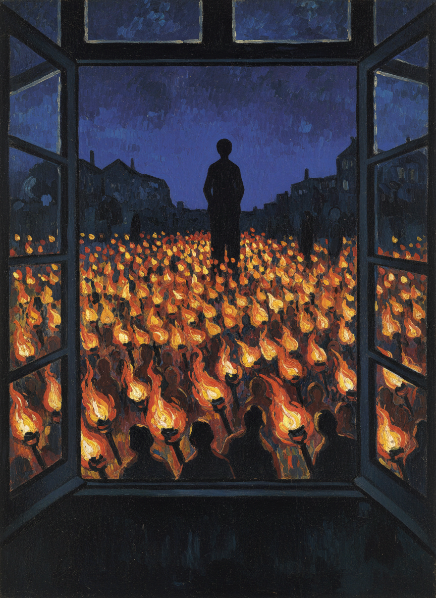 The Italian papers had been full of the revolution brewing in Greece; standing in his hotel bedroom window watching the bobbing thousands of flaming torches moving restlessly in the darkness of a Thessalonika night, he was glad Justine had not come.
