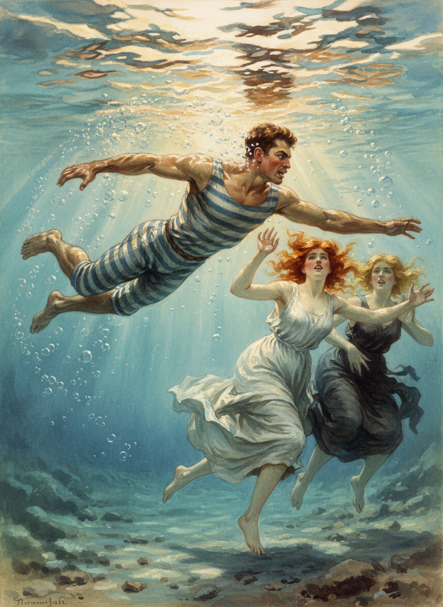 He flipped over onto his belly and flashed through the water, closer and closer.