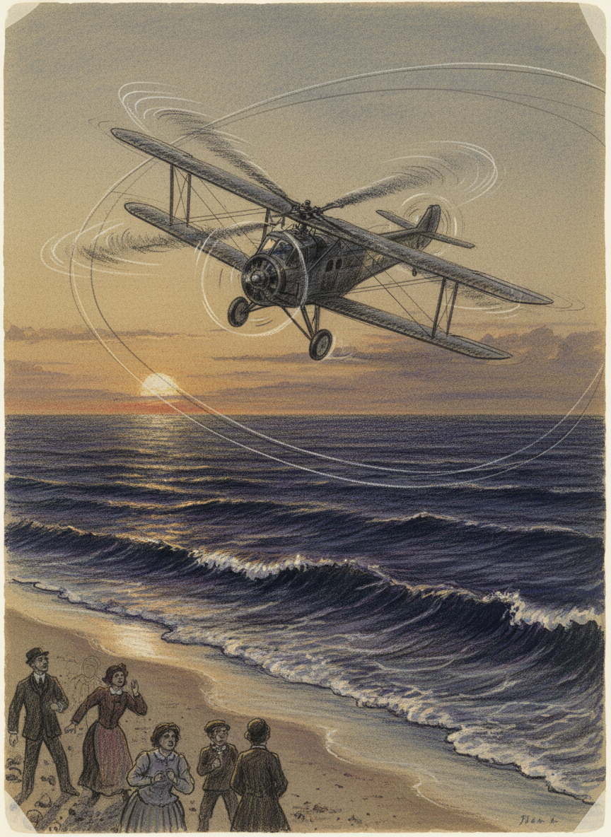 Not thirty minutes after Dane had disappeared a helicopter took off, beat the air frantically and swooped in ever-increasing circles outward from the beach, searching.
