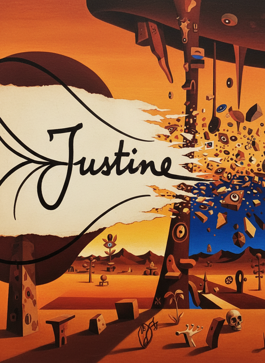 She had signed it with the usual bold, black “Justine,” and it was written with the new felt-tipped pen she had hailed so gleefully when he gave it to her, as an instrument thick and dark and positive enough to satisfy her.