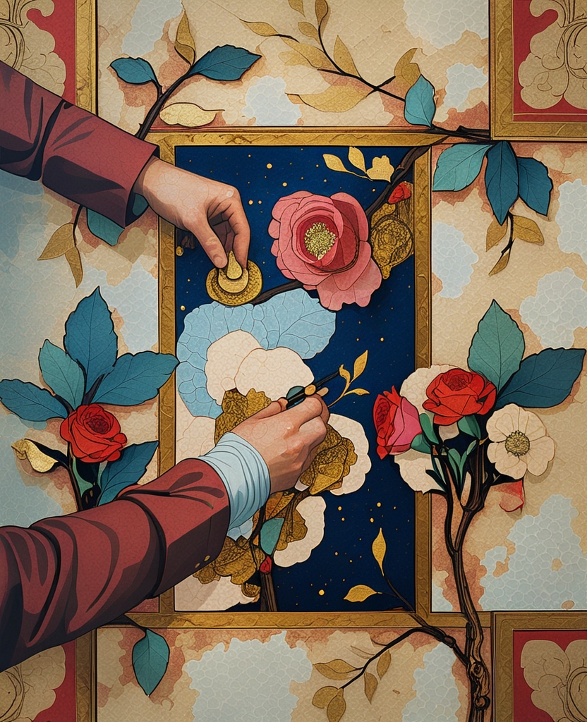 I illuminated the edges of pages, coloring their borders with the most lifelike designs of leaves, branches, roses, flowers and birds.