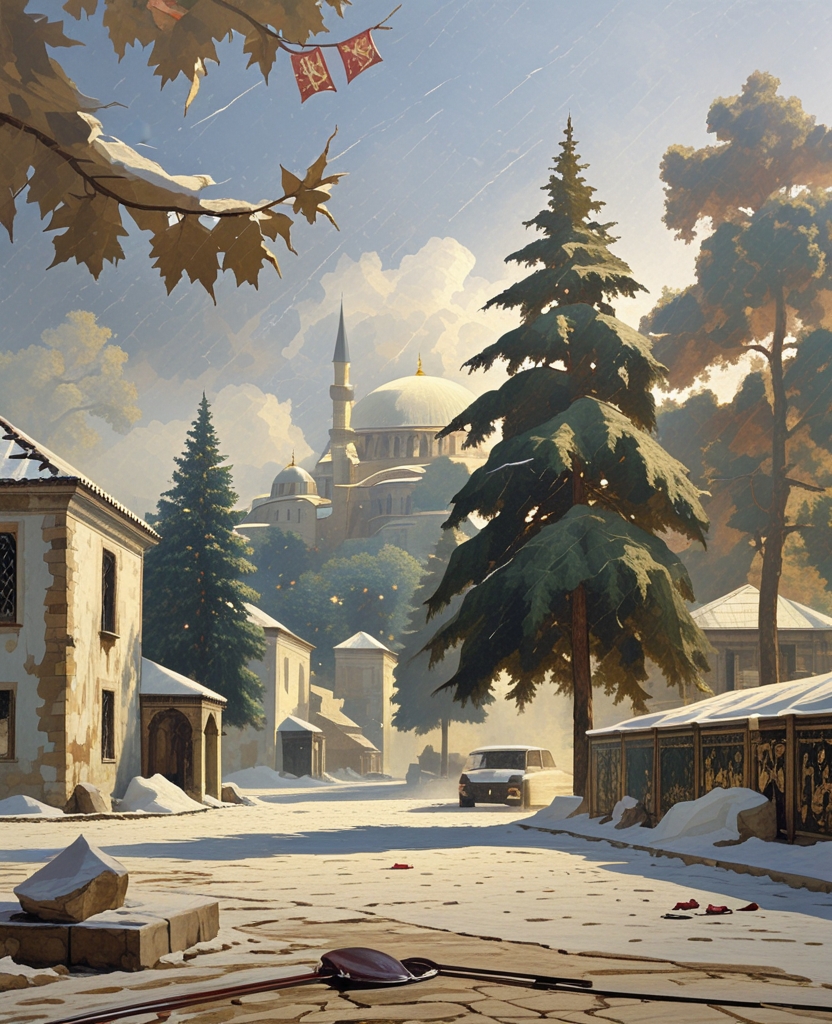 A faint snow fell.