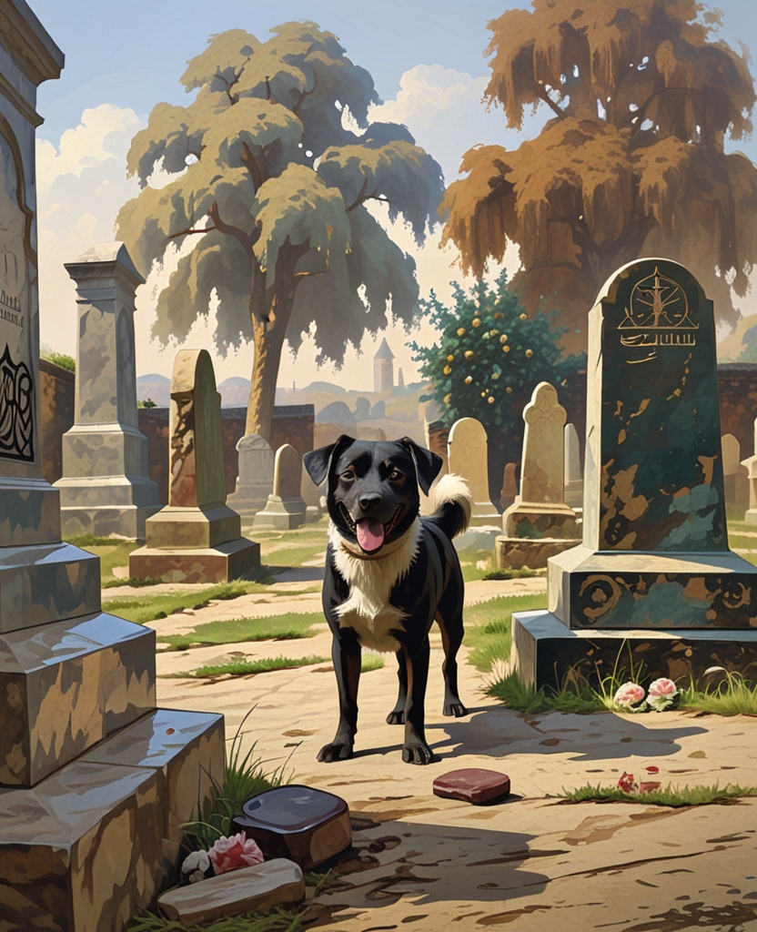 I saw the black dog wagging its tail in friendship as I left the cemetery.