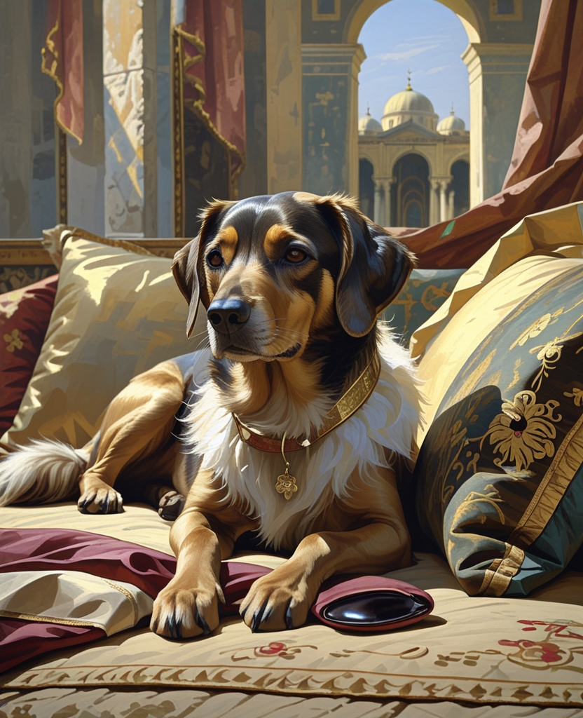 A soft and cuddly Venetian she-dog with a coat of silk and sable.