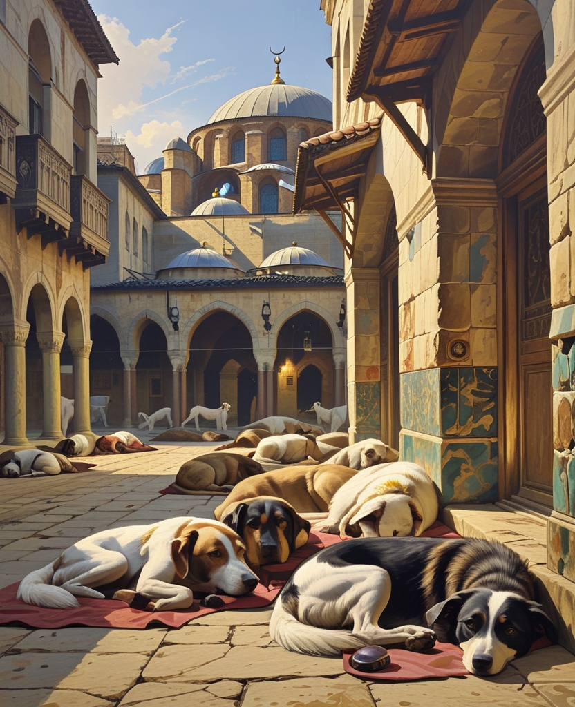 Dogs who roam the streets of Istanbul freely in packs and communities, the way we do, dogs who threaten people if necessary, who can curl up in a warm corner or stretch out in the shade and sleep peacefully, and who can shit wherever they want and bite whomever they want, such dogs are beyond the infidels’ conception.
