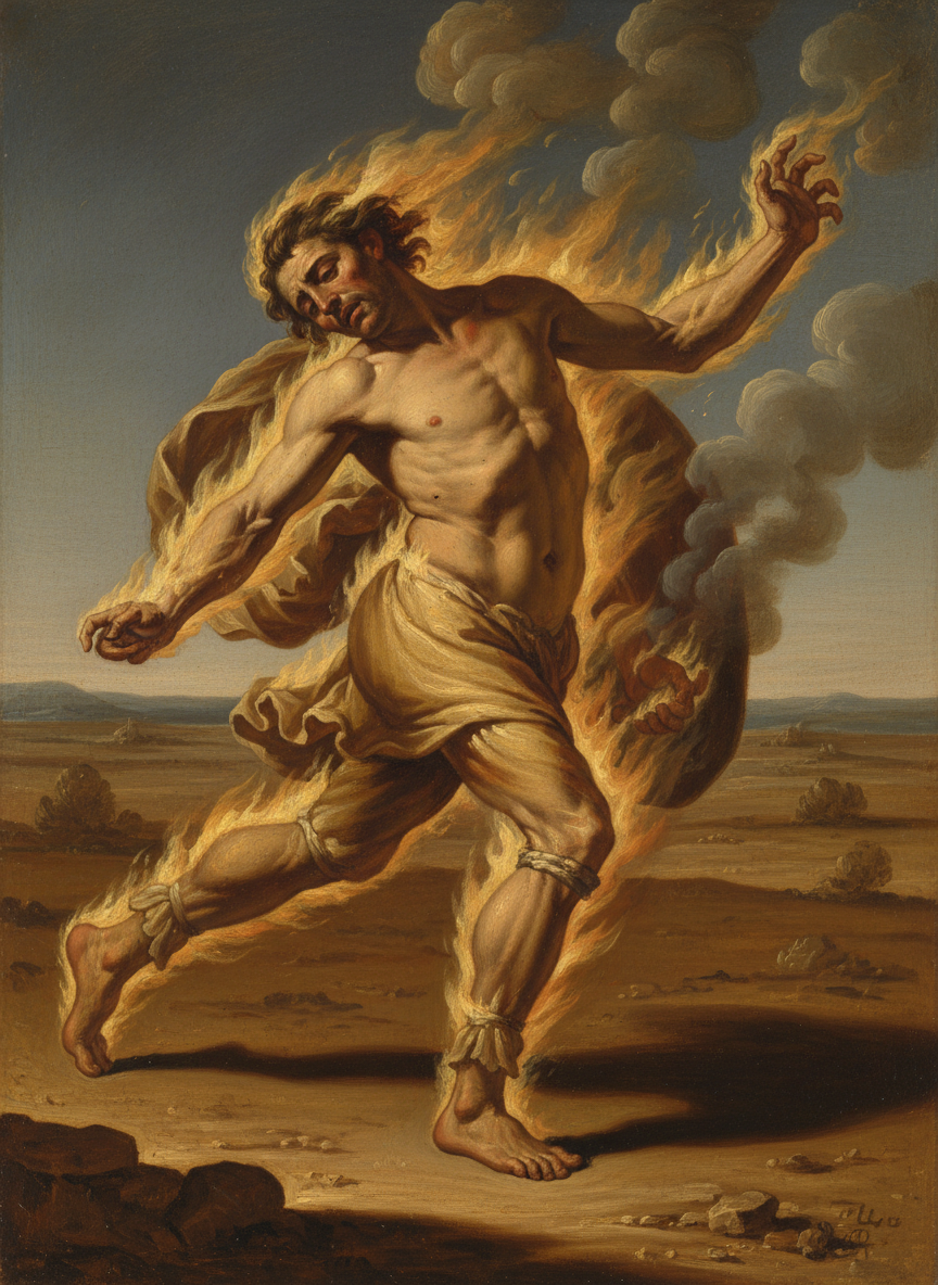 His clothes on fire, Paddy capered screaming and screaming through the holocaust.