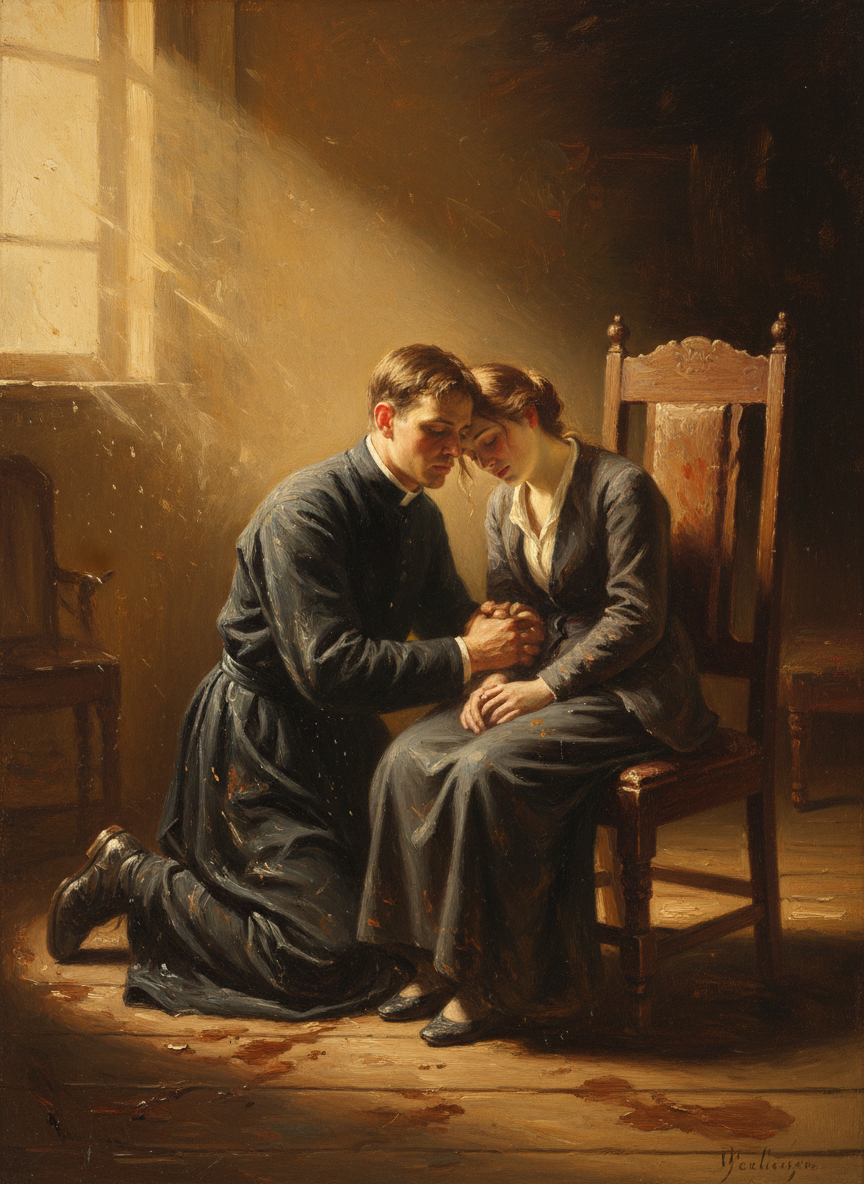 But all Father Ralph had stayed to hear was where Meggie was; he had gone into the drawing room shedding his oilskins as he went, trailing muddy water behind him.